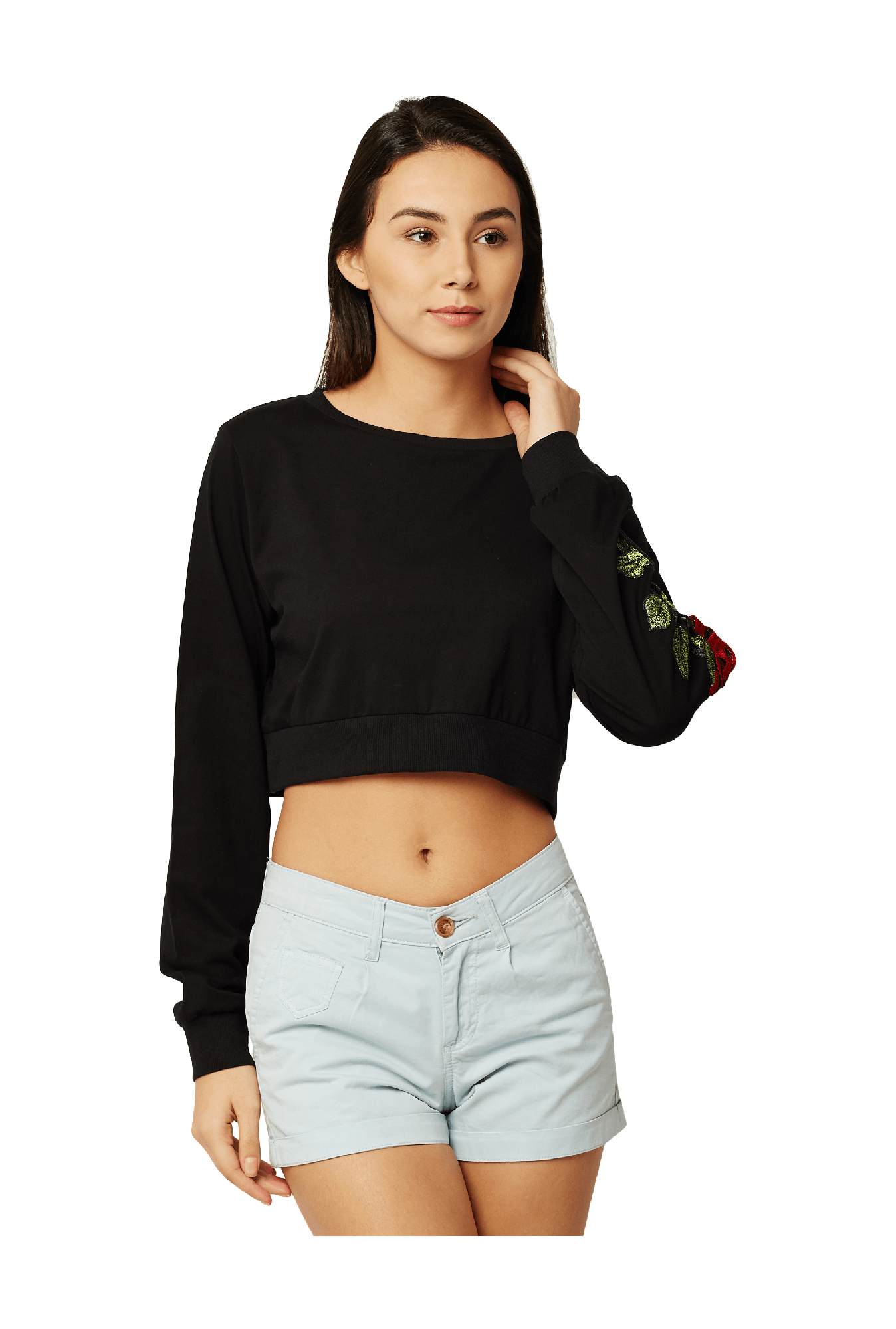 Miss Chase Black Loose Fit Crop Top