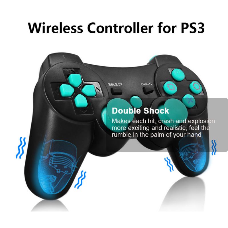 CHENGDAO PS3 Controller 2 Pack Wireless Dual Shock Gamepad for Sony Playstation 3 with Charging Cord (Black + red )
