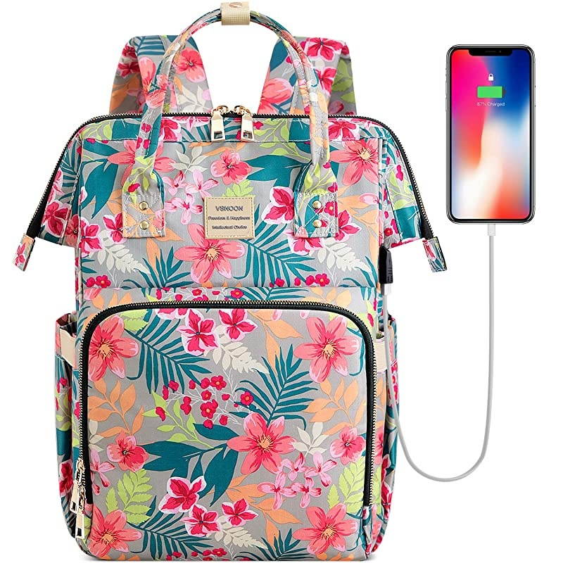 School Backapck, Stylish Laptop Backapck Computer Bag for Women Girls, Water Repellent Doctor Teacher Laptop Bag Casual Daypack Fit 15.6 inch Laptop Notebook(Flower5)