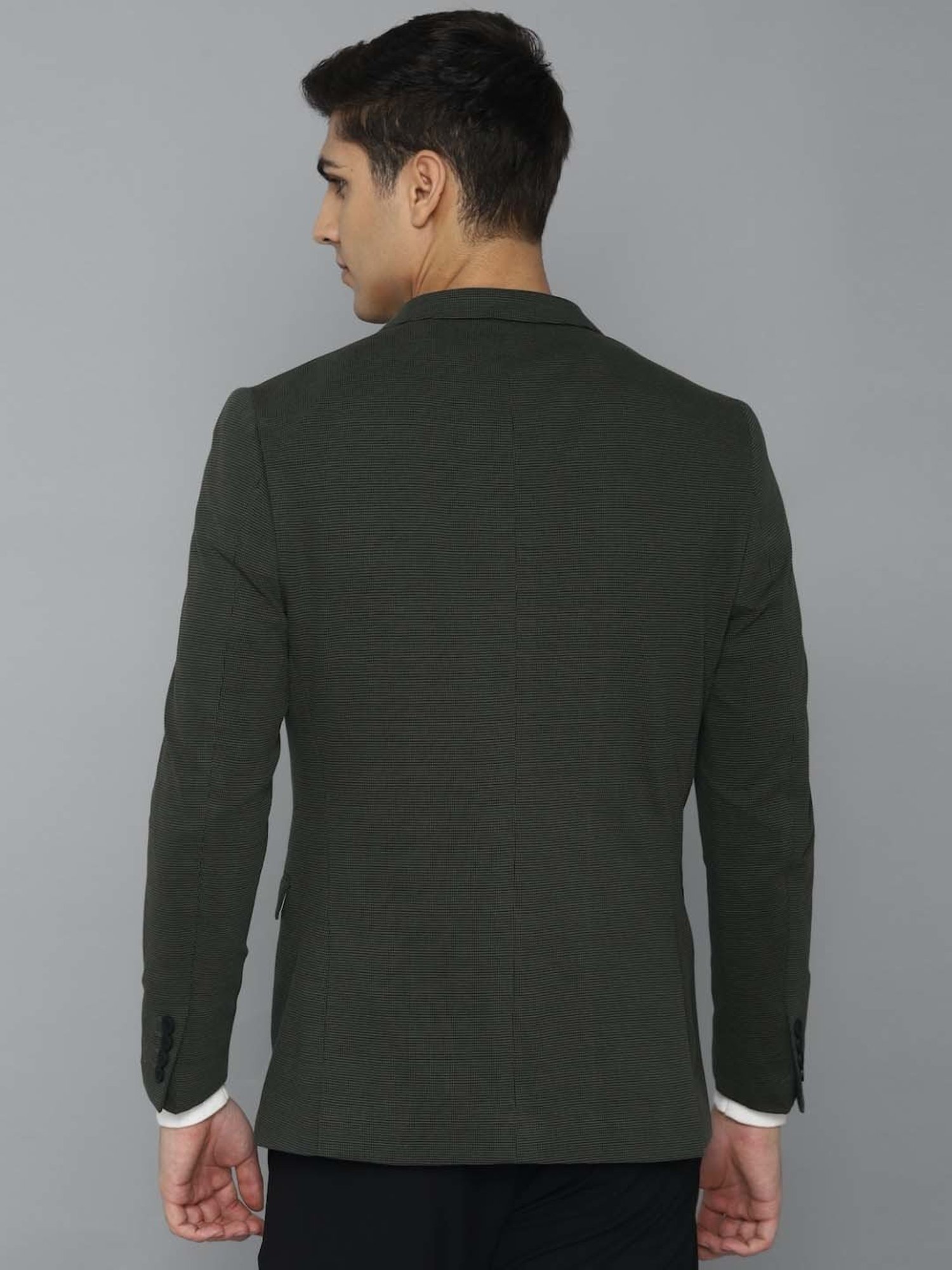 Louis Philippe Sport Grey Cotton Slim Fit Self Pattern Blazer