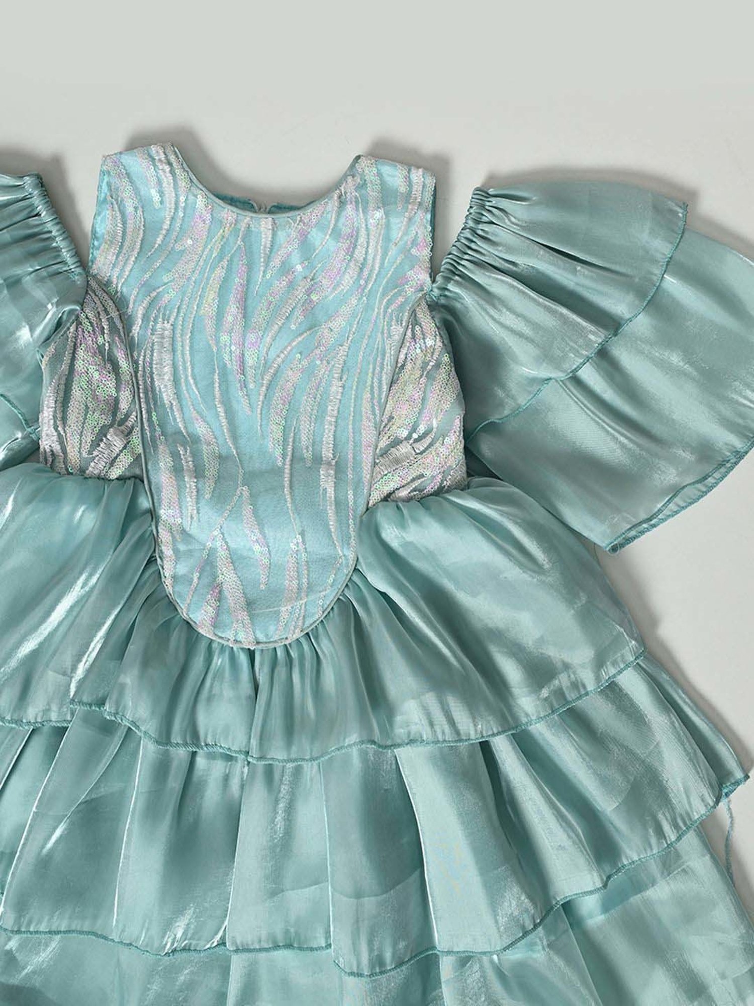 Bella Moda Kids Blue Self Pattern Dress