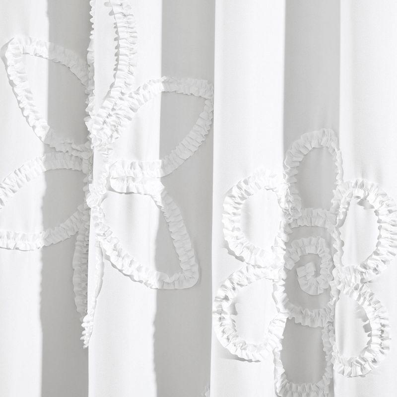 Set of 2 (84"x42") Ruffle Flower Light Filtering Window Curtain Panels White - Lush Décor