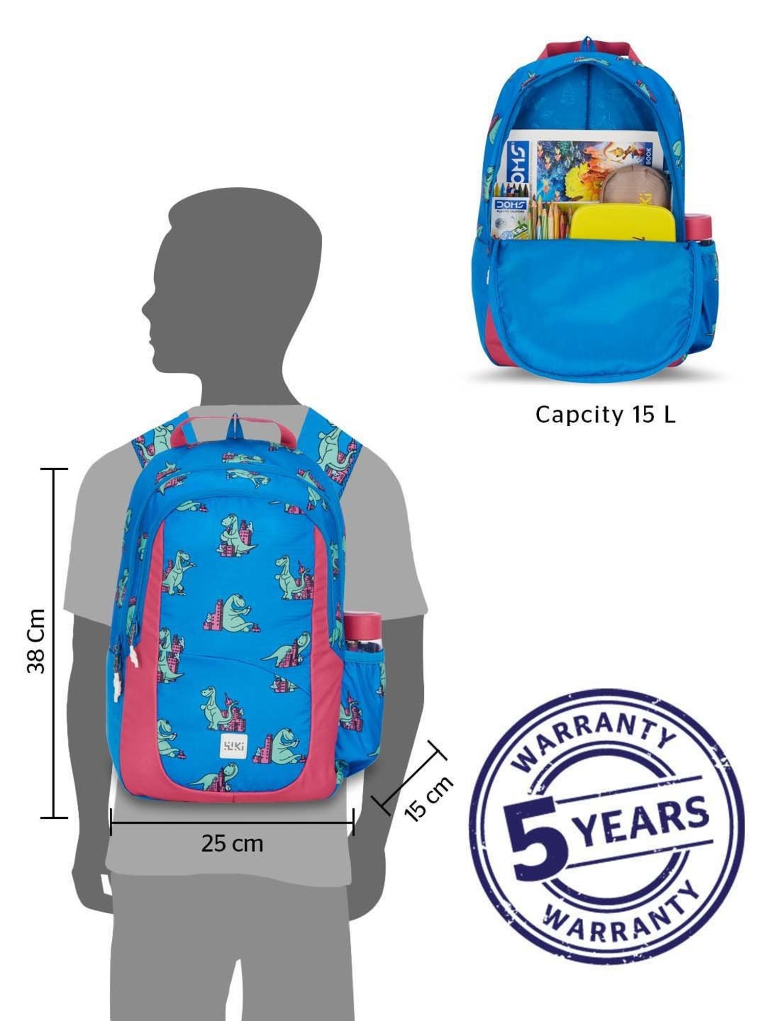 Wiki Mickey 15 Ltrs Blue Medium Backpack