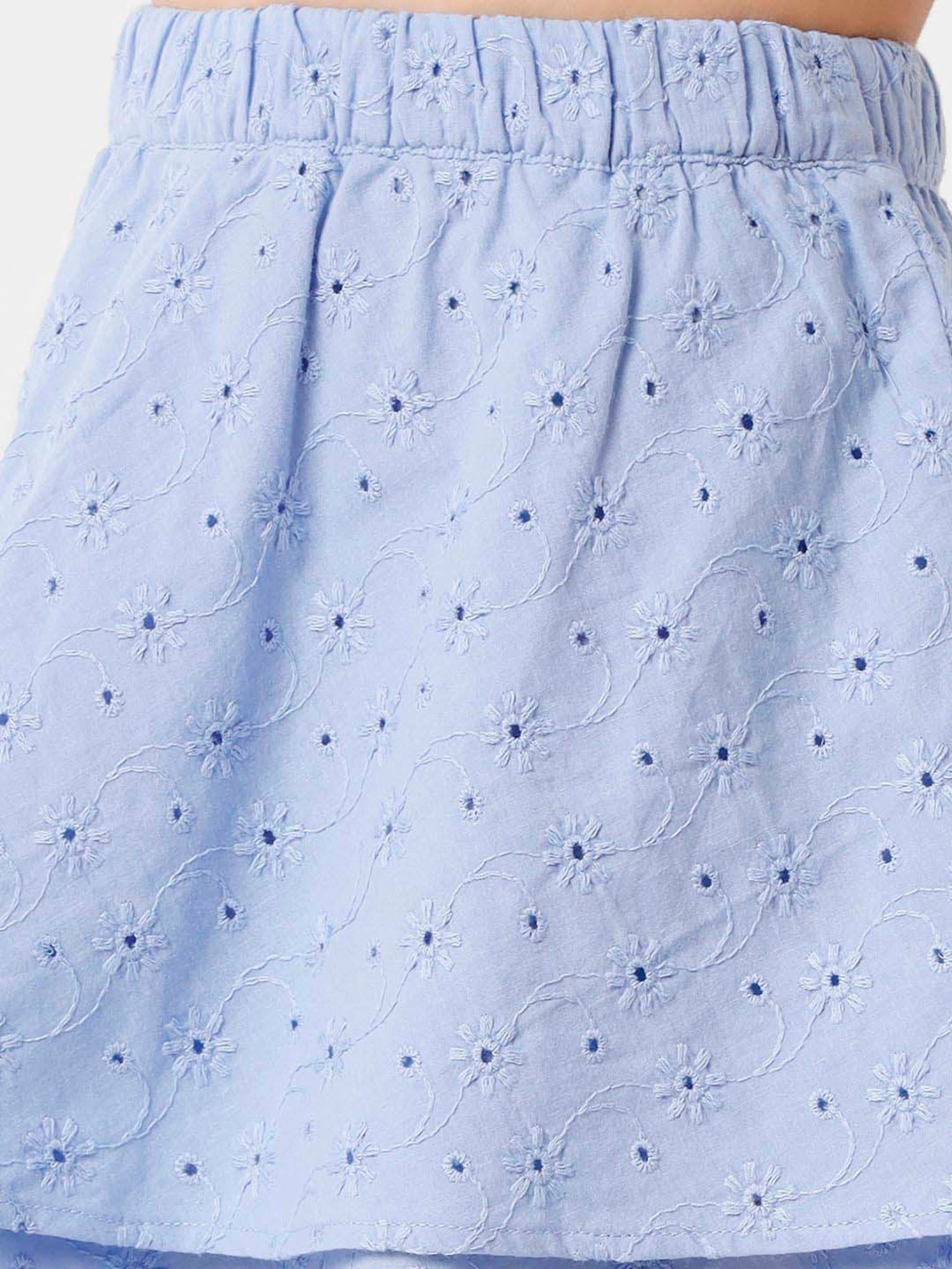 Kate & Oscar Kids Blue Embroidered Skirt