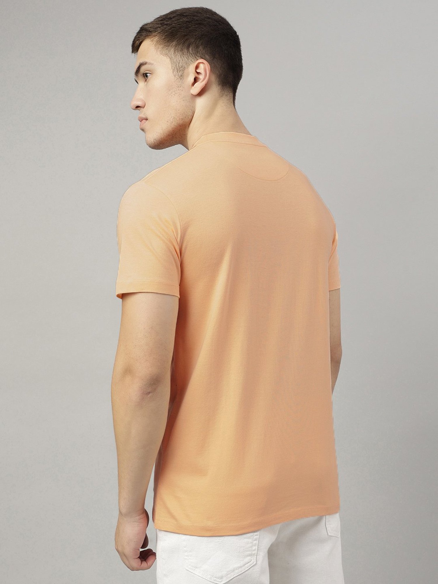 Free Authority Peach Regular Fit Printed T-Shirt