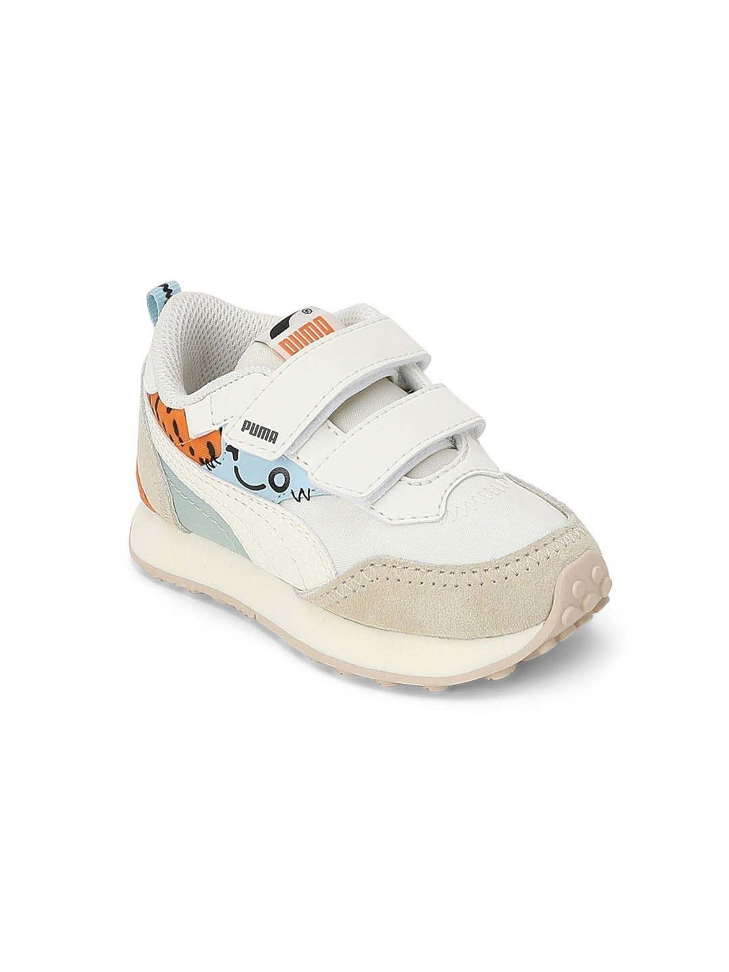 Baby Moo Kids Brown & White Velcro Shoes