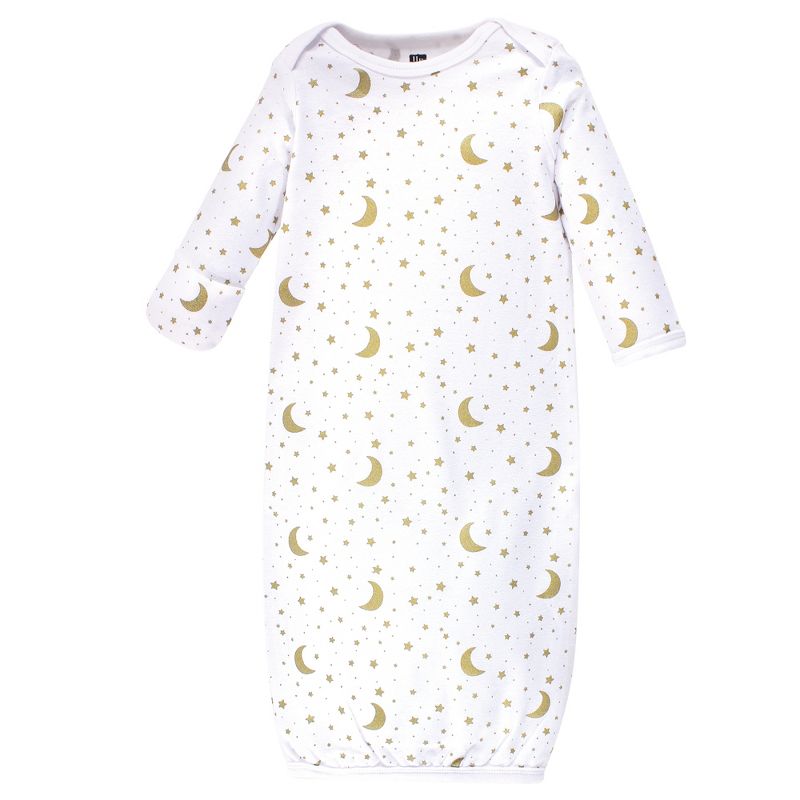 Hudson Baby Infant Cotton Long-Sleeve Gowns 3pk, Navy Stars & Moon, 0-6 Months