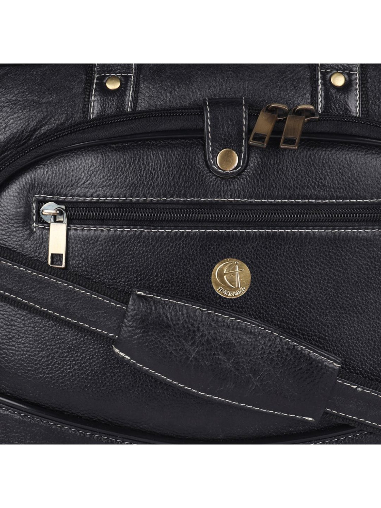 HiLEDER 100% Pure Genuine Leather Briefcase Laptop Messenger Office Bag for Men & Women, Black