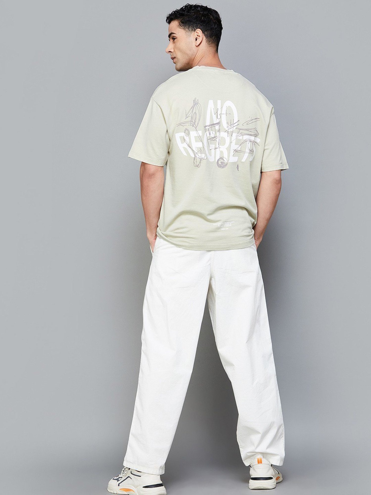 Forca by Lifestyle Beige Cotton Regular Fit Printed T-Shirts