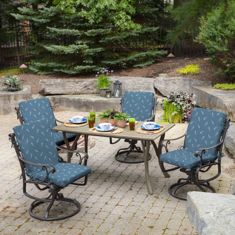 Arden Selections Ditsy Floral Outdoor High Back Dining Chair Cushion Blue