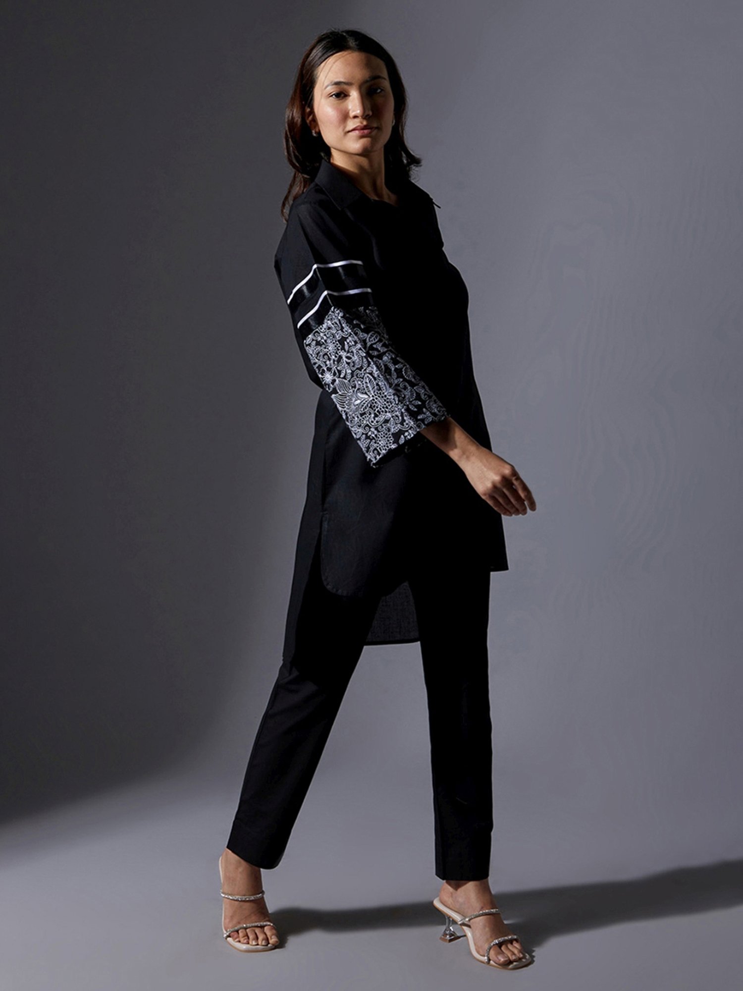 House of Manaa Black Hom Allure Shirt with Pant