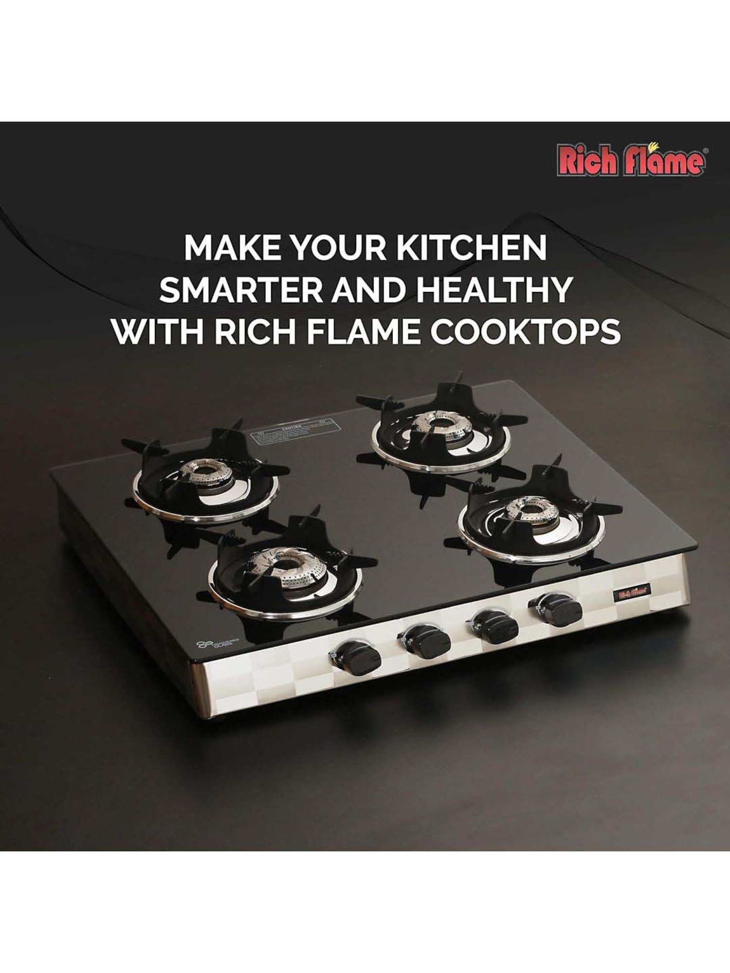 RICHFLAME Gas Stove with 4 burners ( Black )