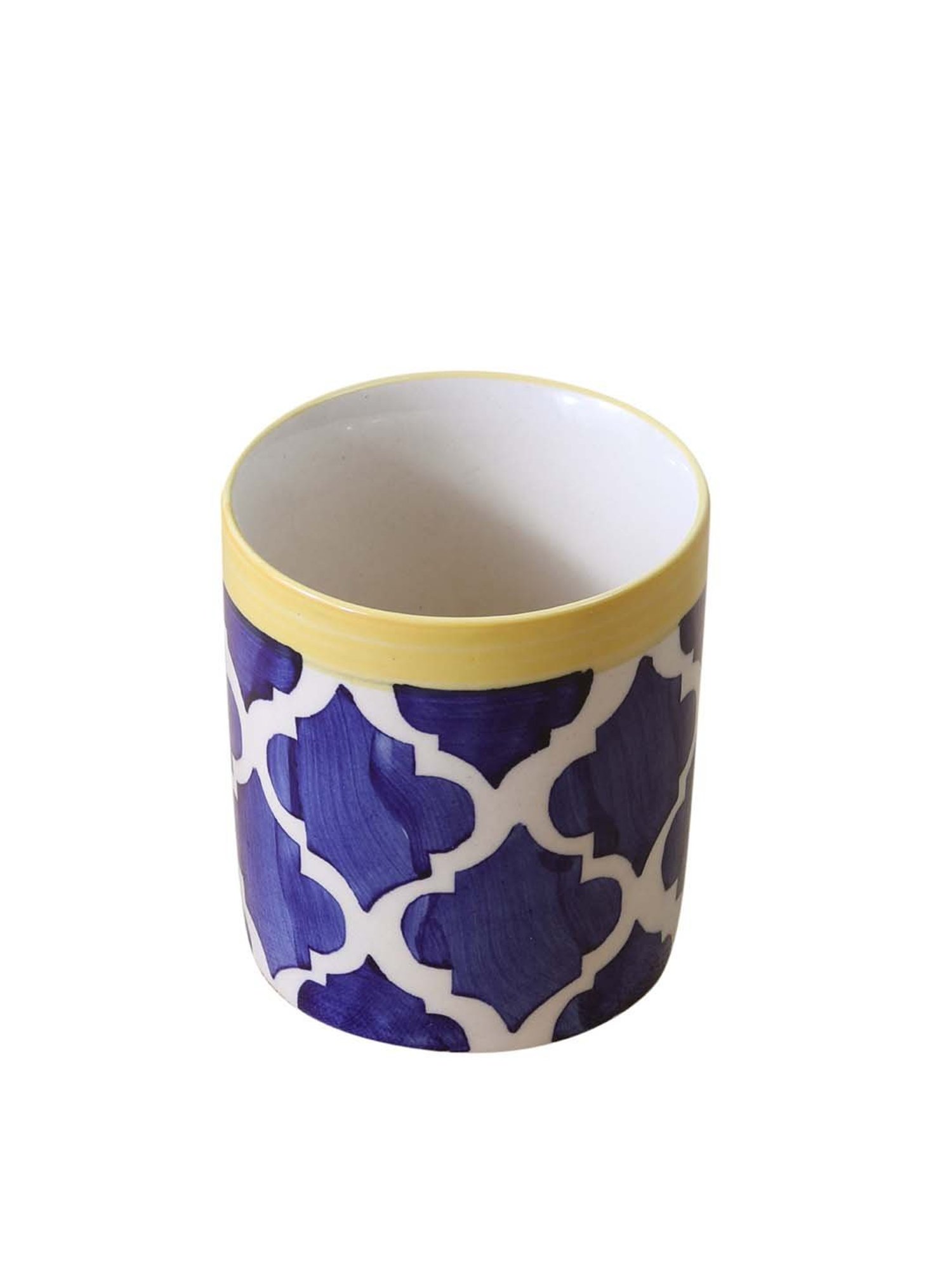 VarEesha Moroccan Navy Blue & Yellow Ceramic Bath Accessories - Set of 2