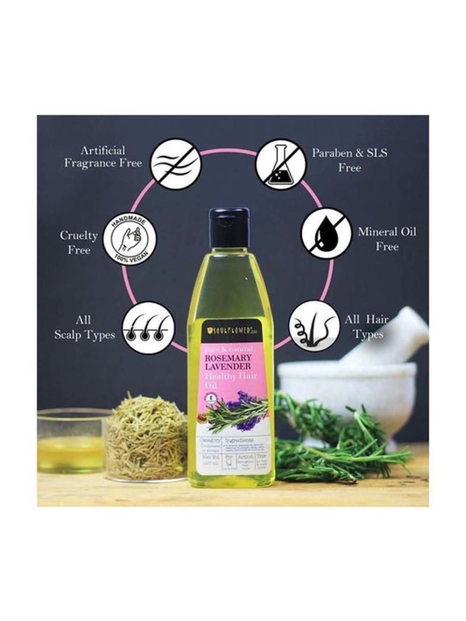 Soulflower Rosemary Lavender Healthy Hair Oil - 225 ml