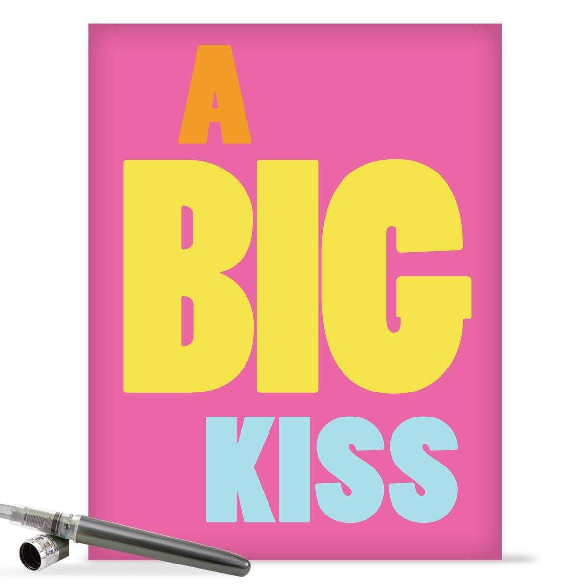 Large All-Occasions Card with Envelope (8.5" x 11") - A Big Kiss - Bright and Bold Colors in Extra Large Font for Personalized Message and Greeting, Blank Stationery Set J9651