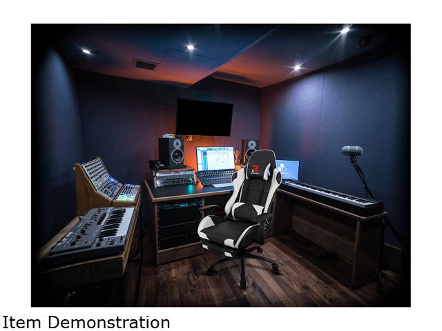 Massage Racing Chair with Retractable Footrest Gaming Chair - Computer Office Adjustable Lumbar Cushion Headrest Swivel Rocking Function Desk Chair 5 Colors