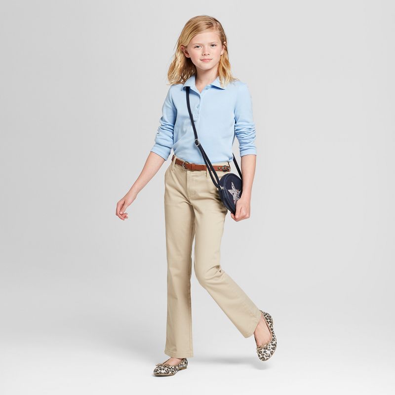 Girls' Bootcut Twill Uniform Chino Pants - Cat & Jack™ Khaki 5