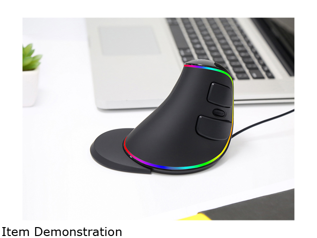 DELUX Wired Ergonomic Mouse, RGB Vertical Optical Mouse with 6 Programmable Buttons, 4000 DPI and Removable Palm Rest, Ergonomic Gaming Mouse Reduces Hand and Wrist Pain (M618PLUS RGB-Black)