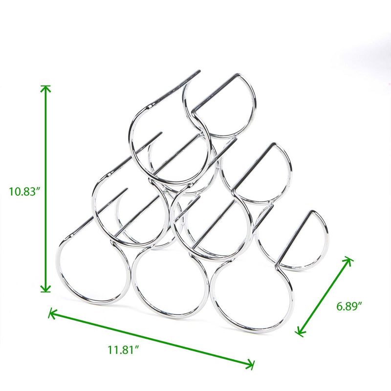 Mind Reader Steel Framed Pyramid Shaped Wine Bottle Holder Organizer, Silver