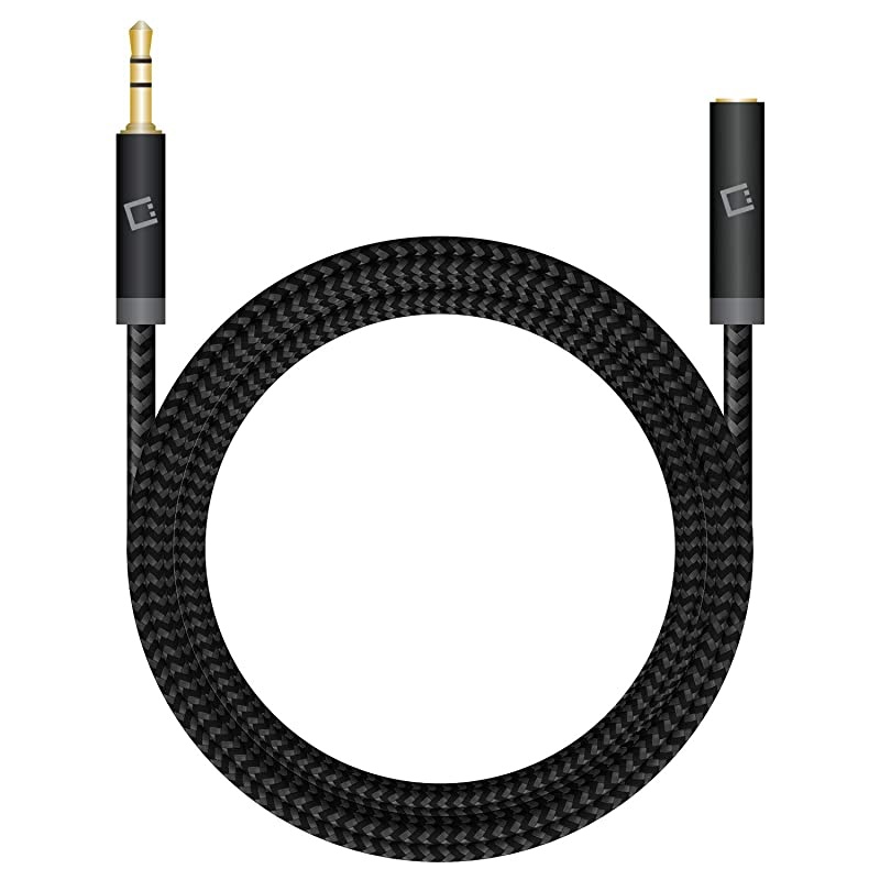 6Feet Gold Plated 35mm Male to Female Audio Extension Cable for Headphones Audio Aux and Car Stereo Retail Packaging