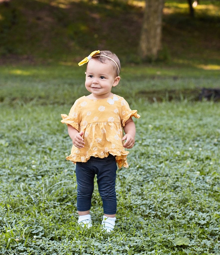 Pastourelle by Pippa & Julie Baby Girls Newborn-24 Months Flutter-Sleeve Floral Tunic Top & Leggings Set