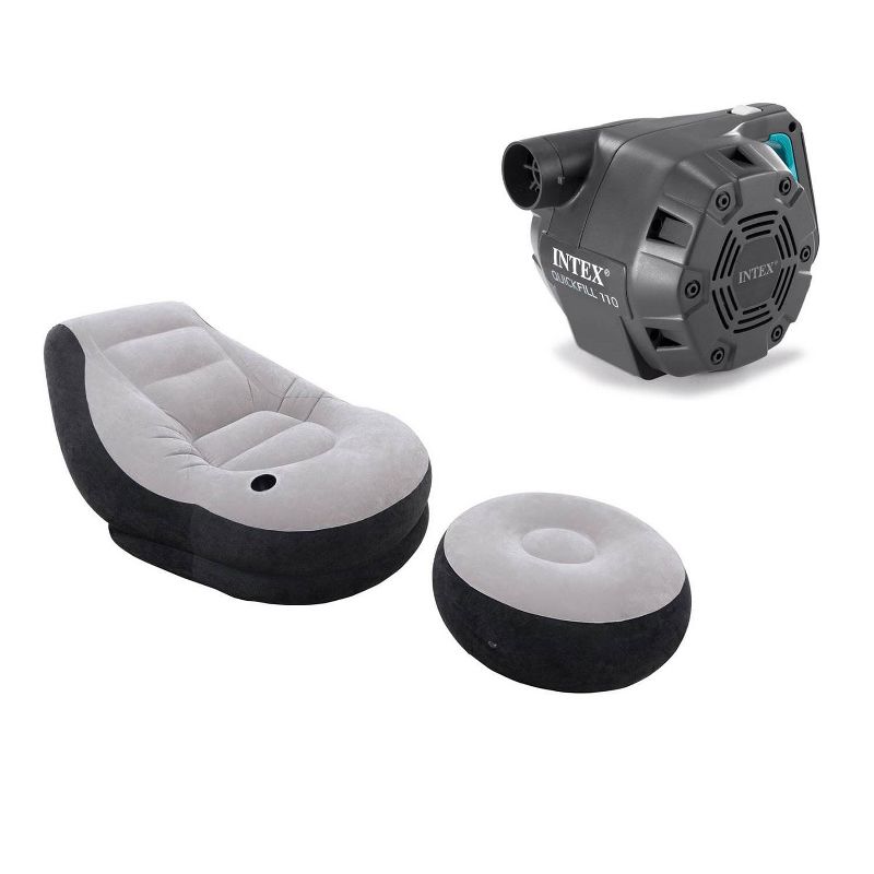 Intex Inflatable Ultra Lounge Chair and Ottoman Set & Intex Corded 120-Volt Air Pump
