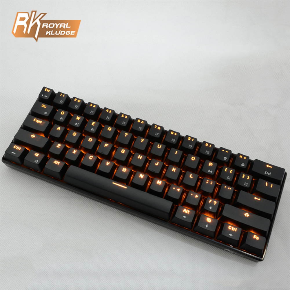 Mechanical Keyboard, RK61 Wired / Wireless Bluetooth 61 Keys LED Backlit USB Ergonomic Quickfire Keys Waterproof Gaming Keyboard with Full Anti-ghosting Keys  Rechargea Lithium Battery for Gamers