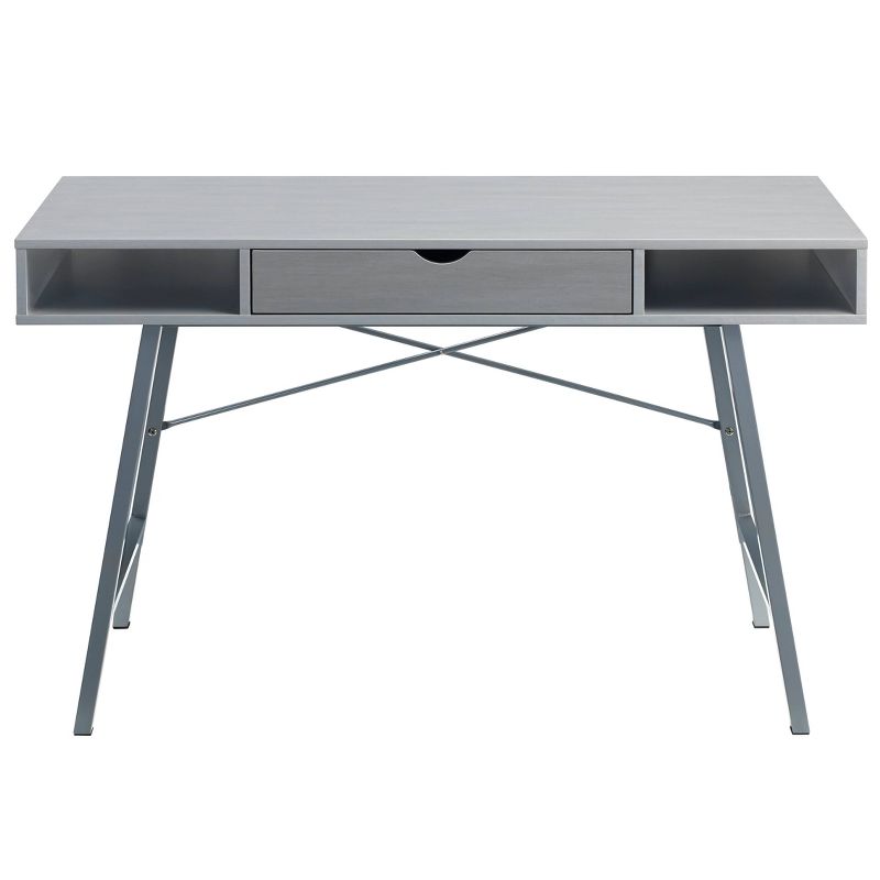 47" Rectangular 1 Drawer Writing Desk with Built In Storage Gray - Home Essentials