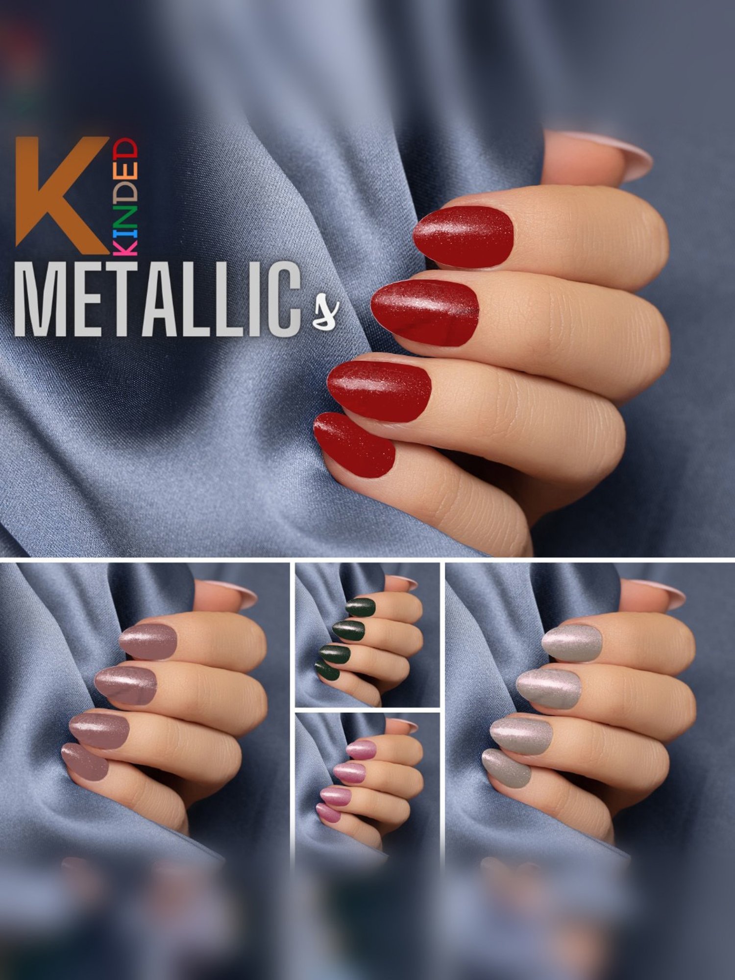 KINDED Metallic Shades Nail Paint - Pack of 5