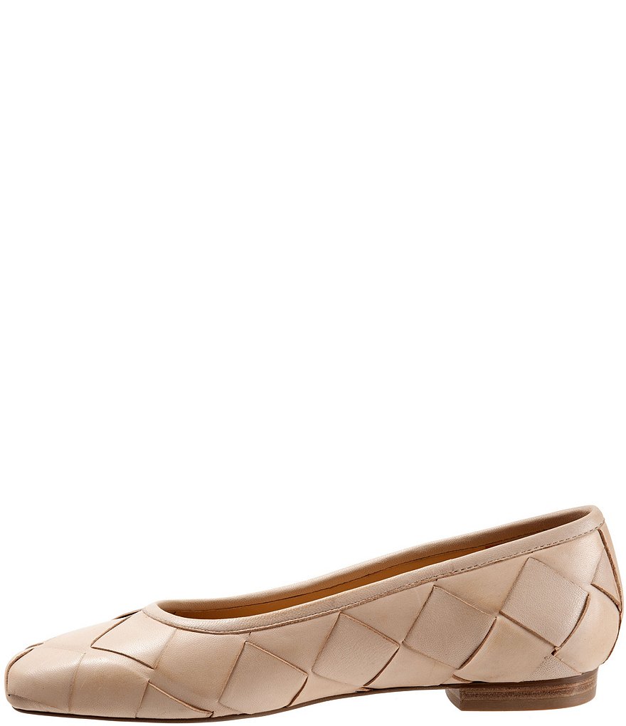 Trotters Hanny Woven Square Toe Leather Ballet Flats
