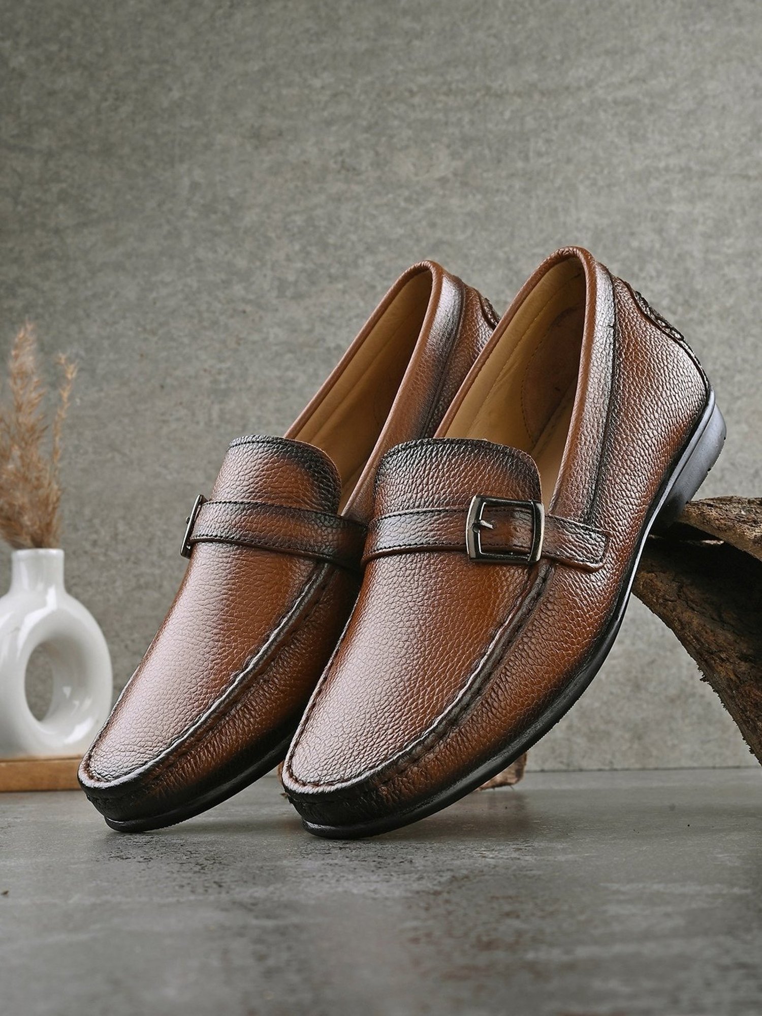 Clog London Men's Tan Monk Shoes