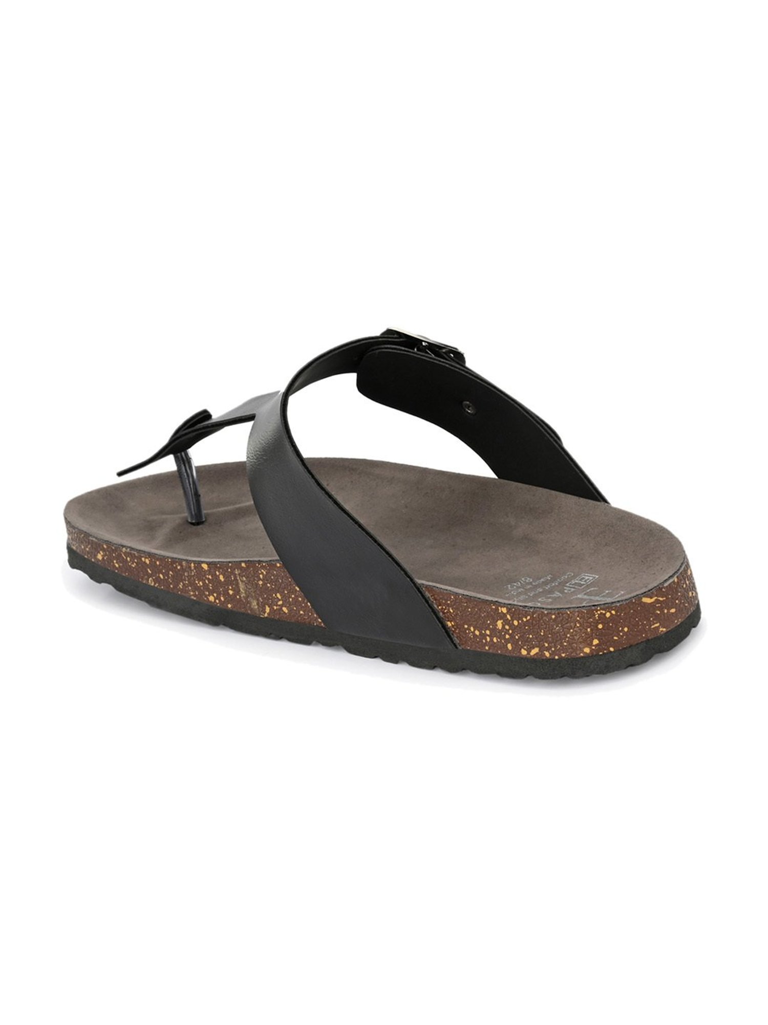 El Paso Men's Black T-Strap Sandals