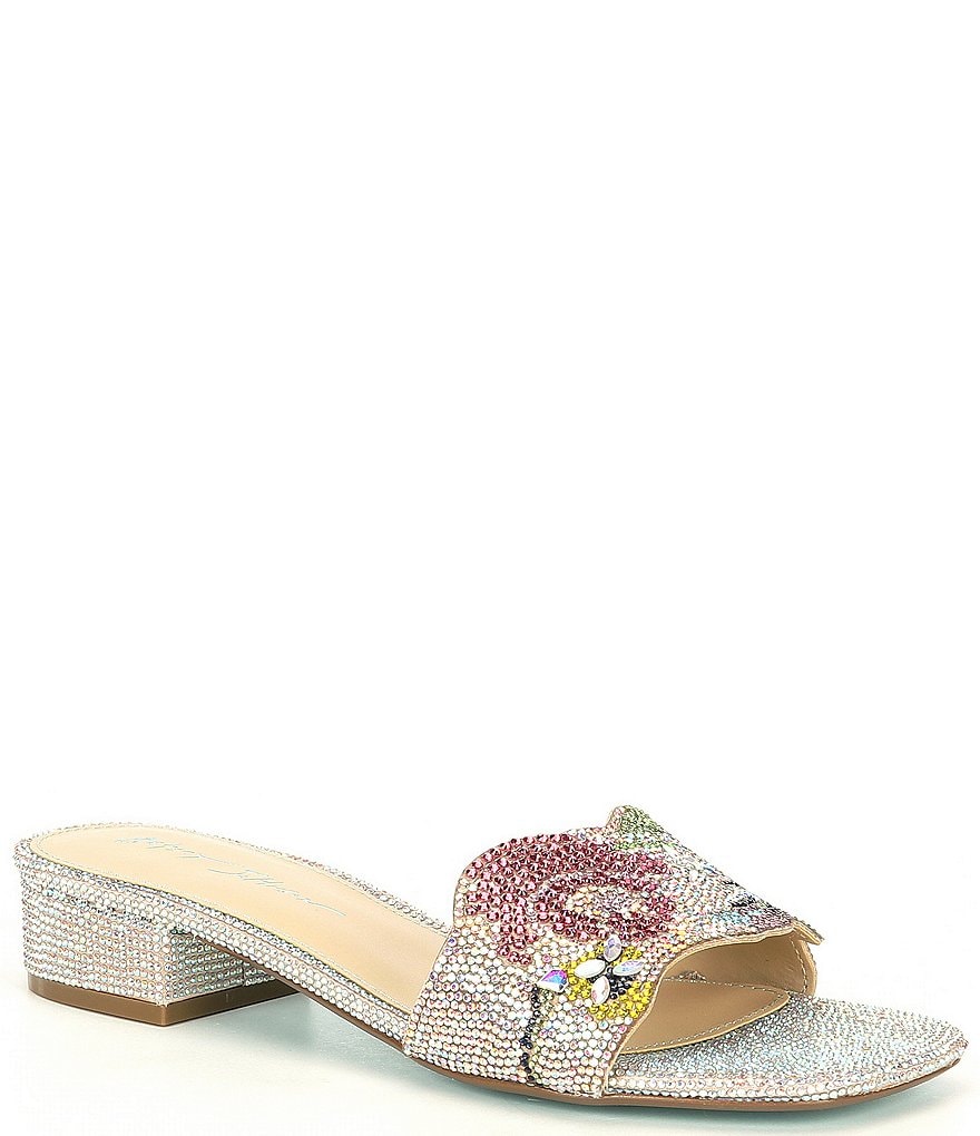 Blue by Betsey Johnson Lins Rhinestone Embellished Dress Slides