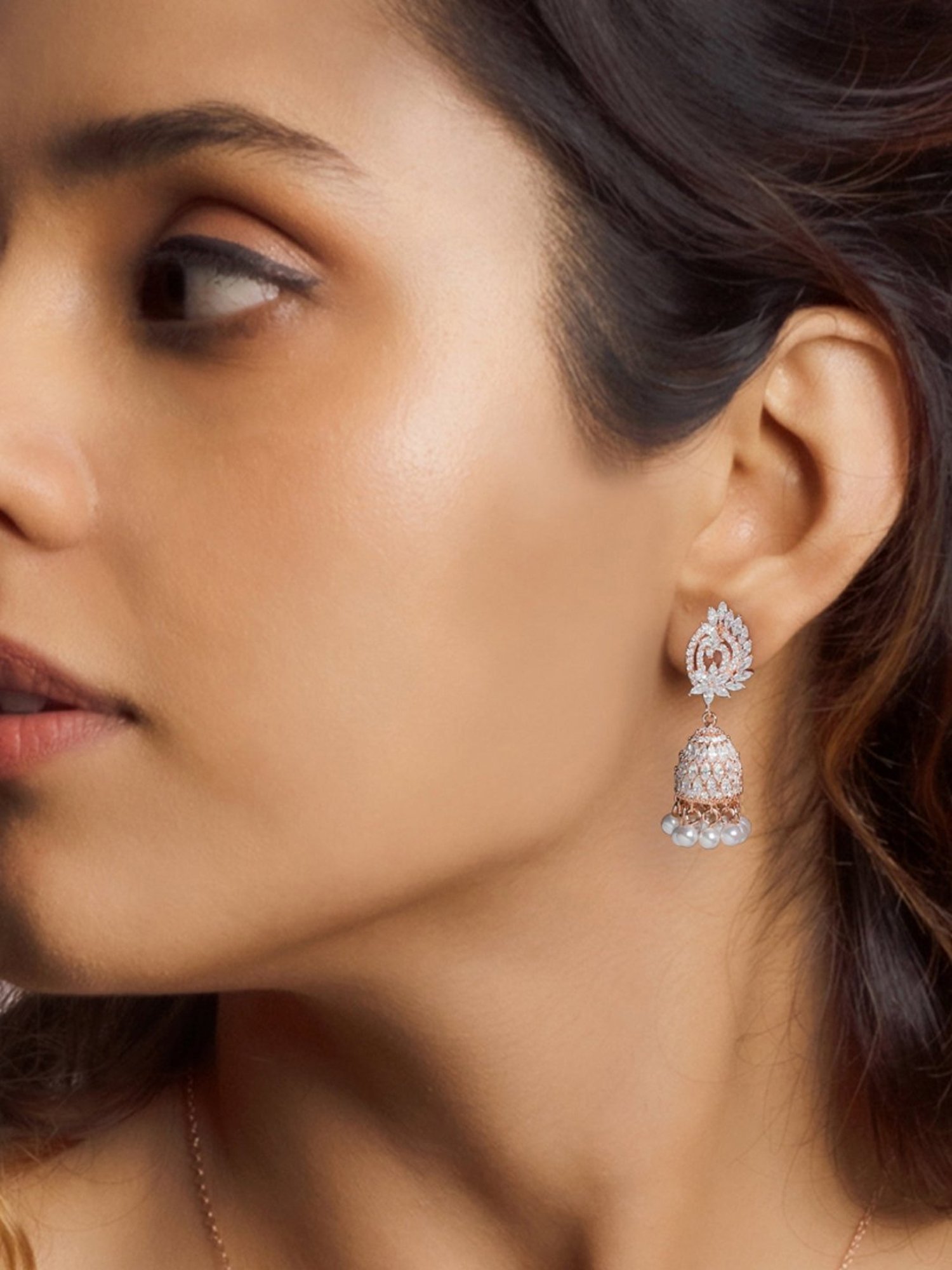 GIVA 925 Silver Rose Gold Teardrop Jhumki for Women & Girls