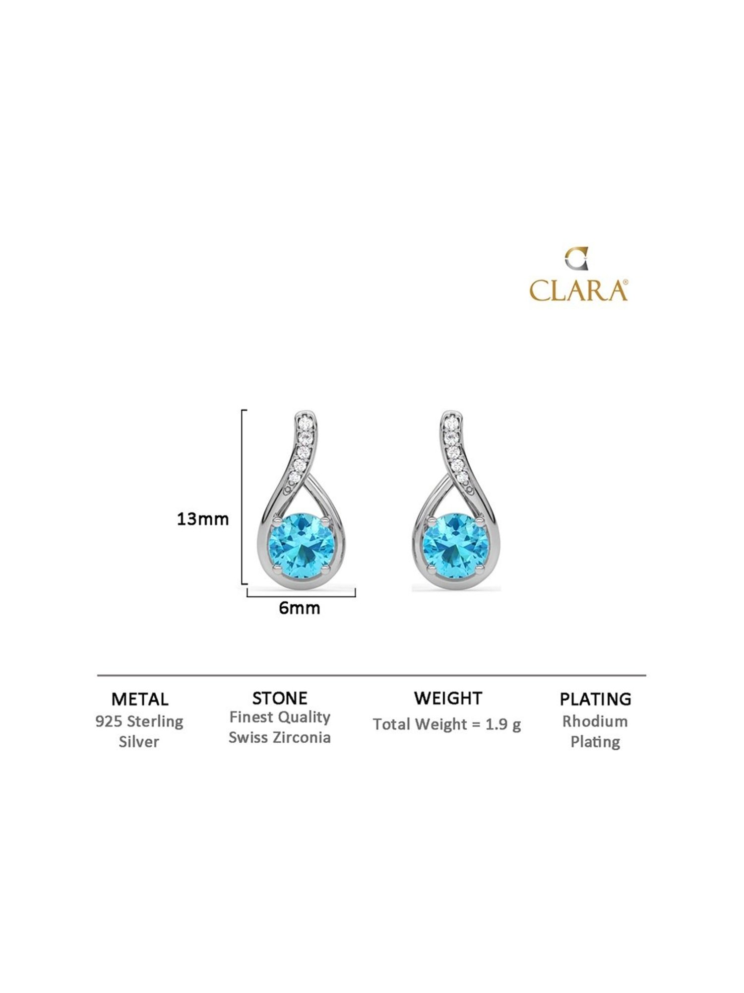 Clara 925 Silver Rhodium-Plated Swiss Zirconia Bianca Drop Earrings - Set of 2
