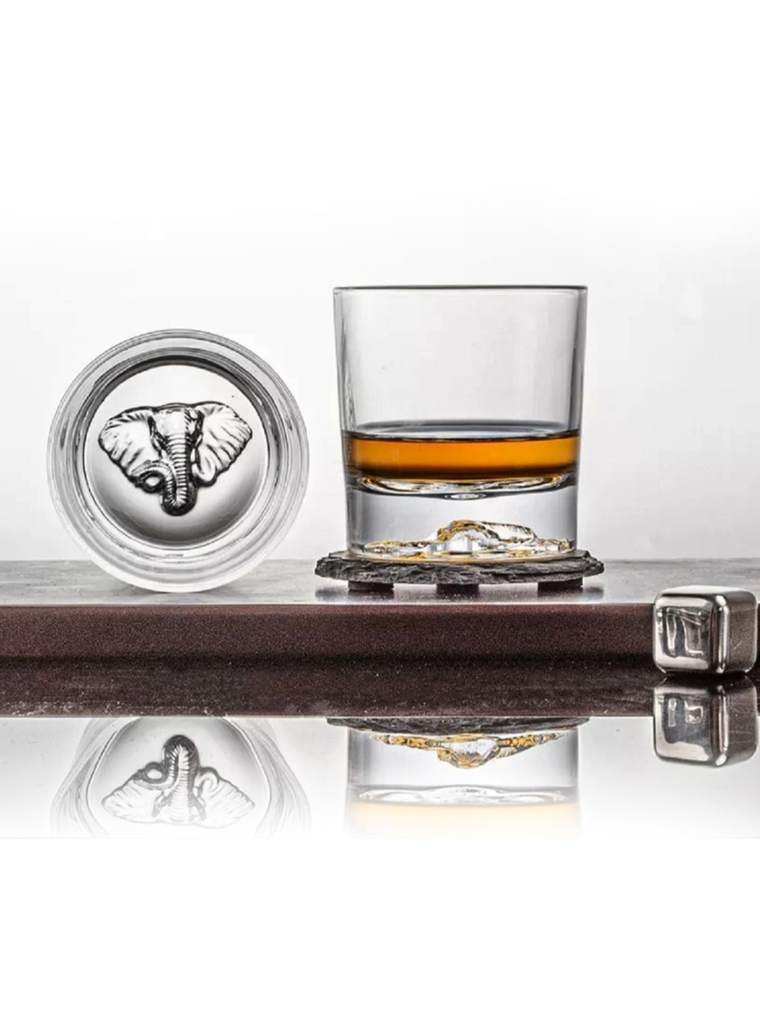 Melbify Elephant Transparent Whiskey Glass 300ml - Set of 2