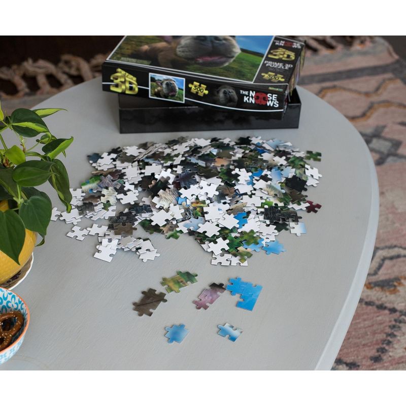 The Zoofy Group LLC Pugsley The Nose Knows Super 3D 500 Piece Jigsaw Puzzle For Adults And Kids