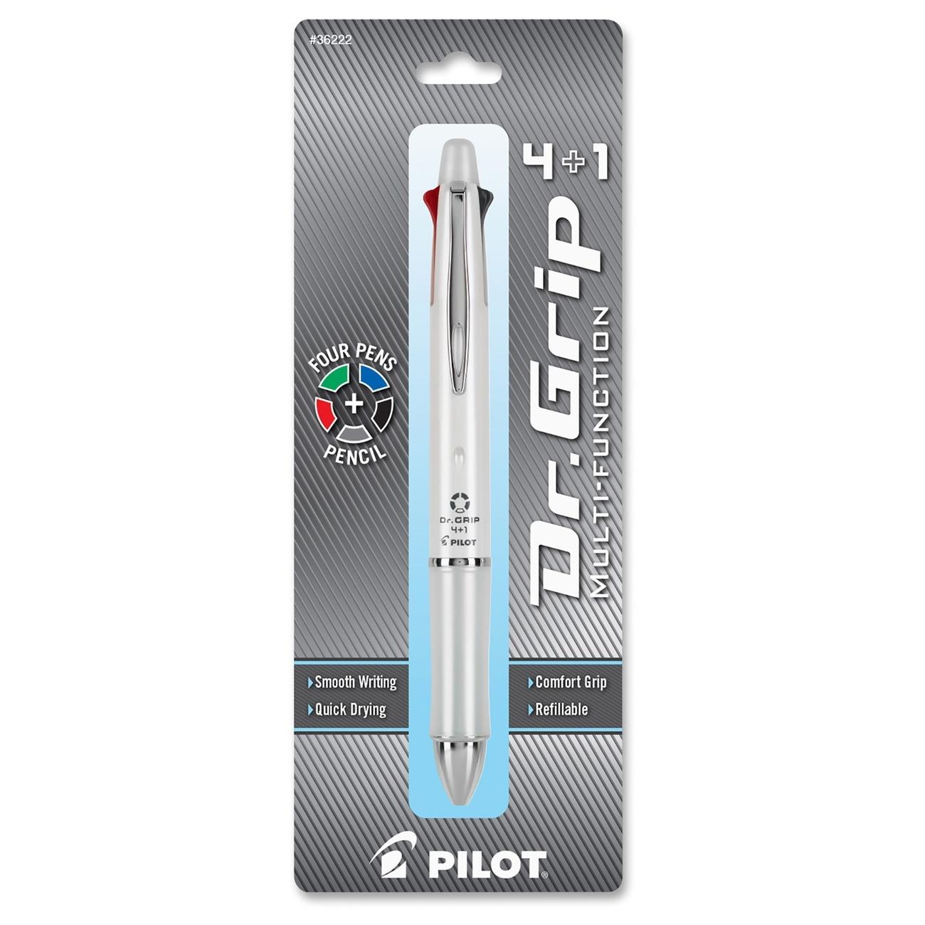 Pilot 4+1 Pen Dr. Grip White Barrel .7mm Pens .5mm Pencil AST 36222