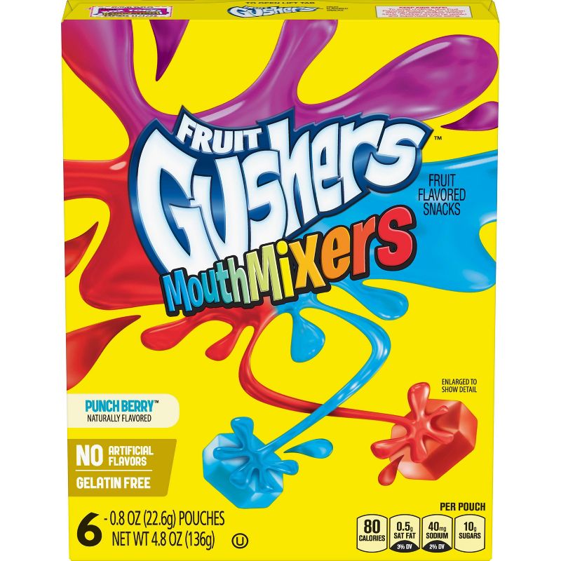 Betty Crocker Fruit Gushers Mouth Mixers Punch Berry Fruit Flavored Snacks - 6pk