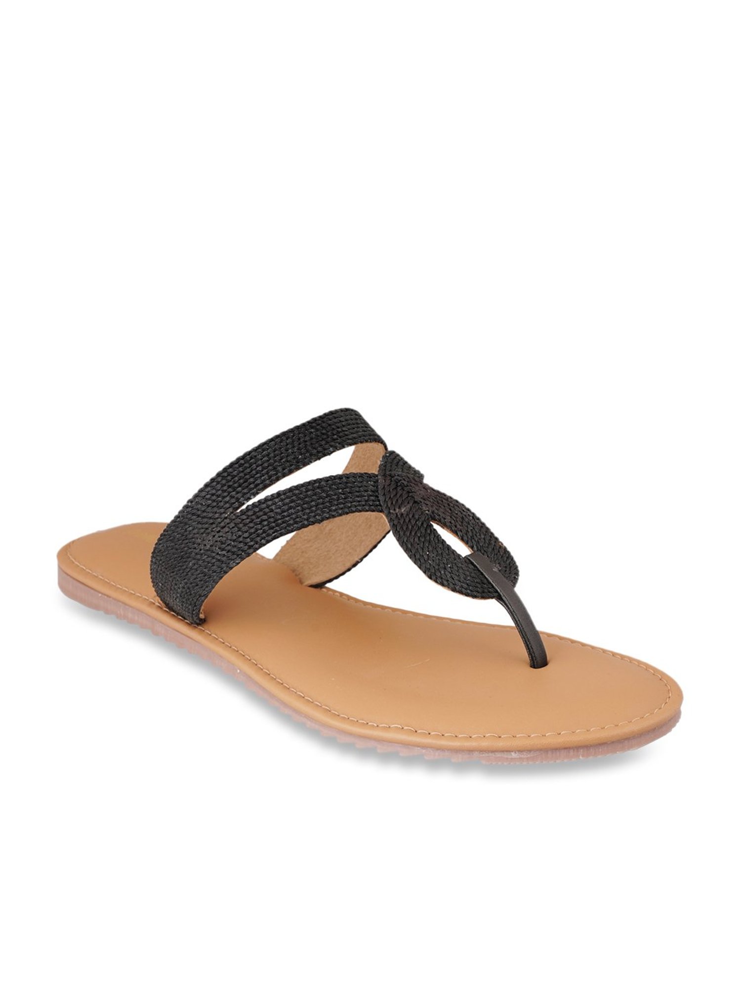 Pelle Albero Women's Black T-Strap Sandals