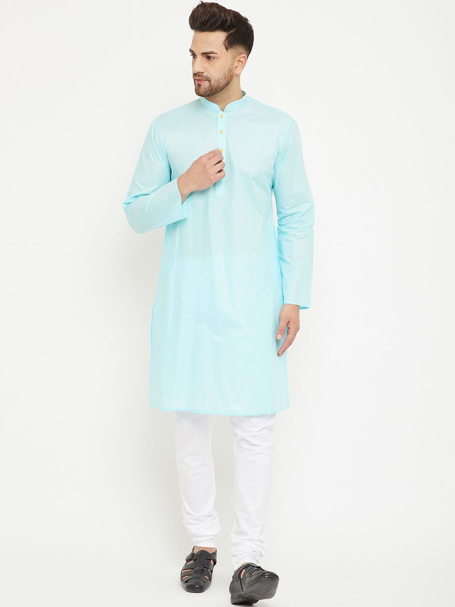 Vastramay White Cotton Straight Fit Embroidery Ethnic Suits