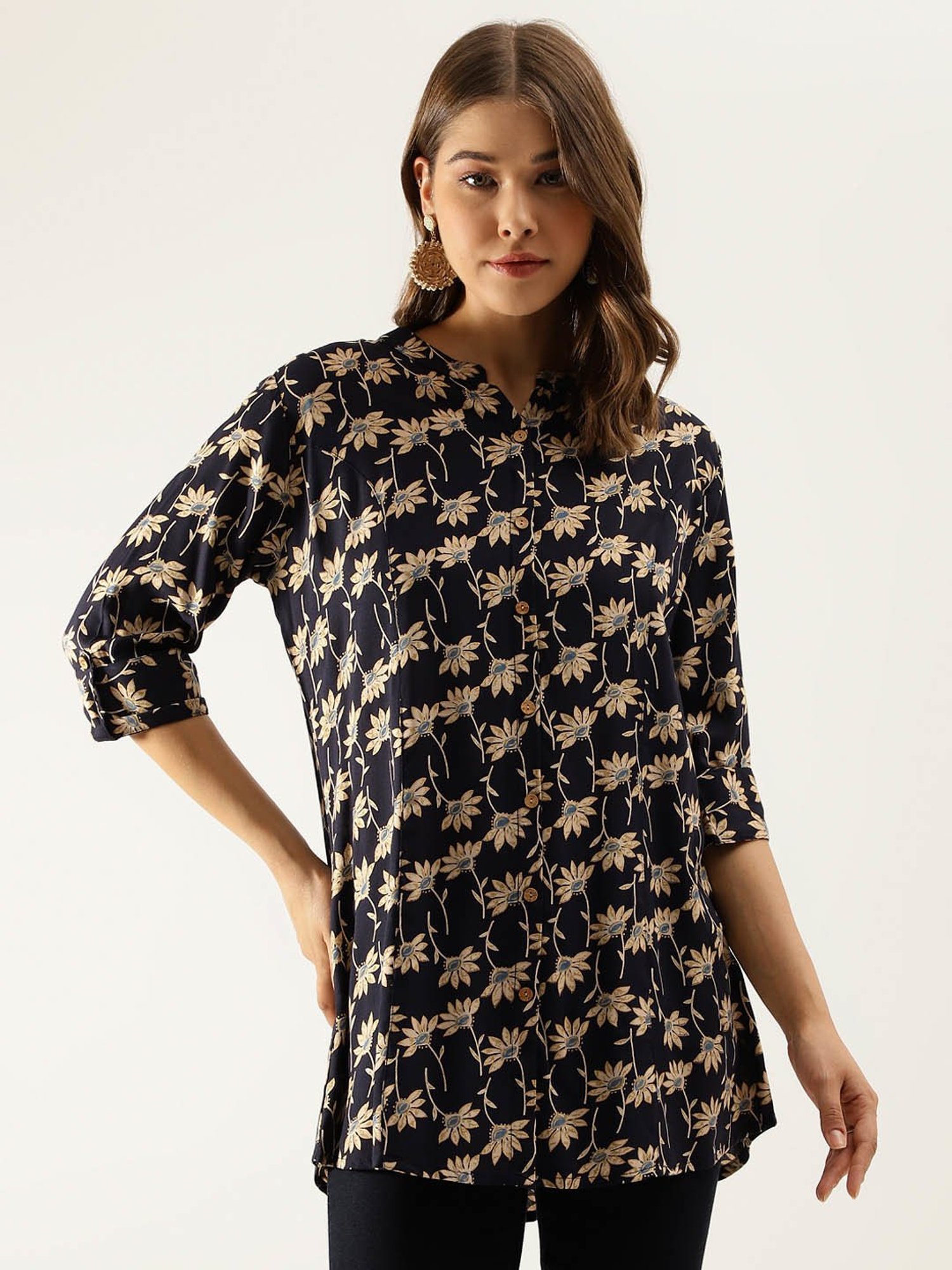 Divena Navy Printed Top