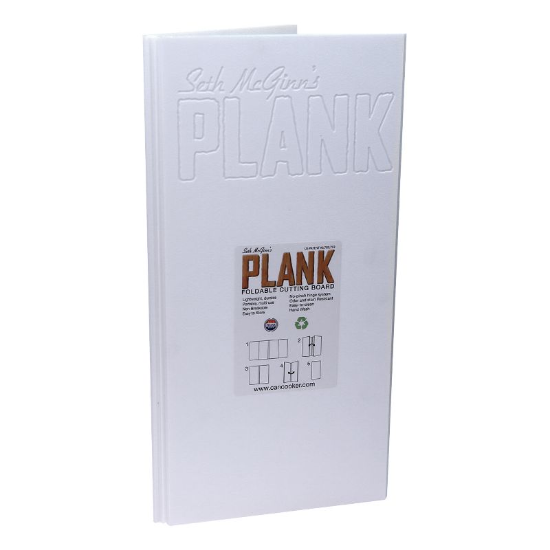 CanCooker SMP1416 16 x 32-Inch Multi-Use Compact Tear Resistant Seth McGinn's Plank Foldable Cutting Board, White