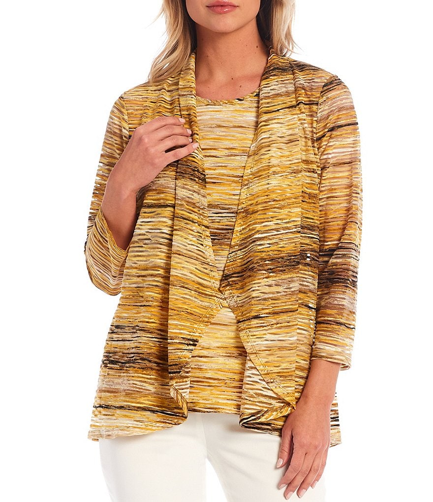 Caroline Rose Tissue Linen Bracelet Sleeve Shirt Jacket