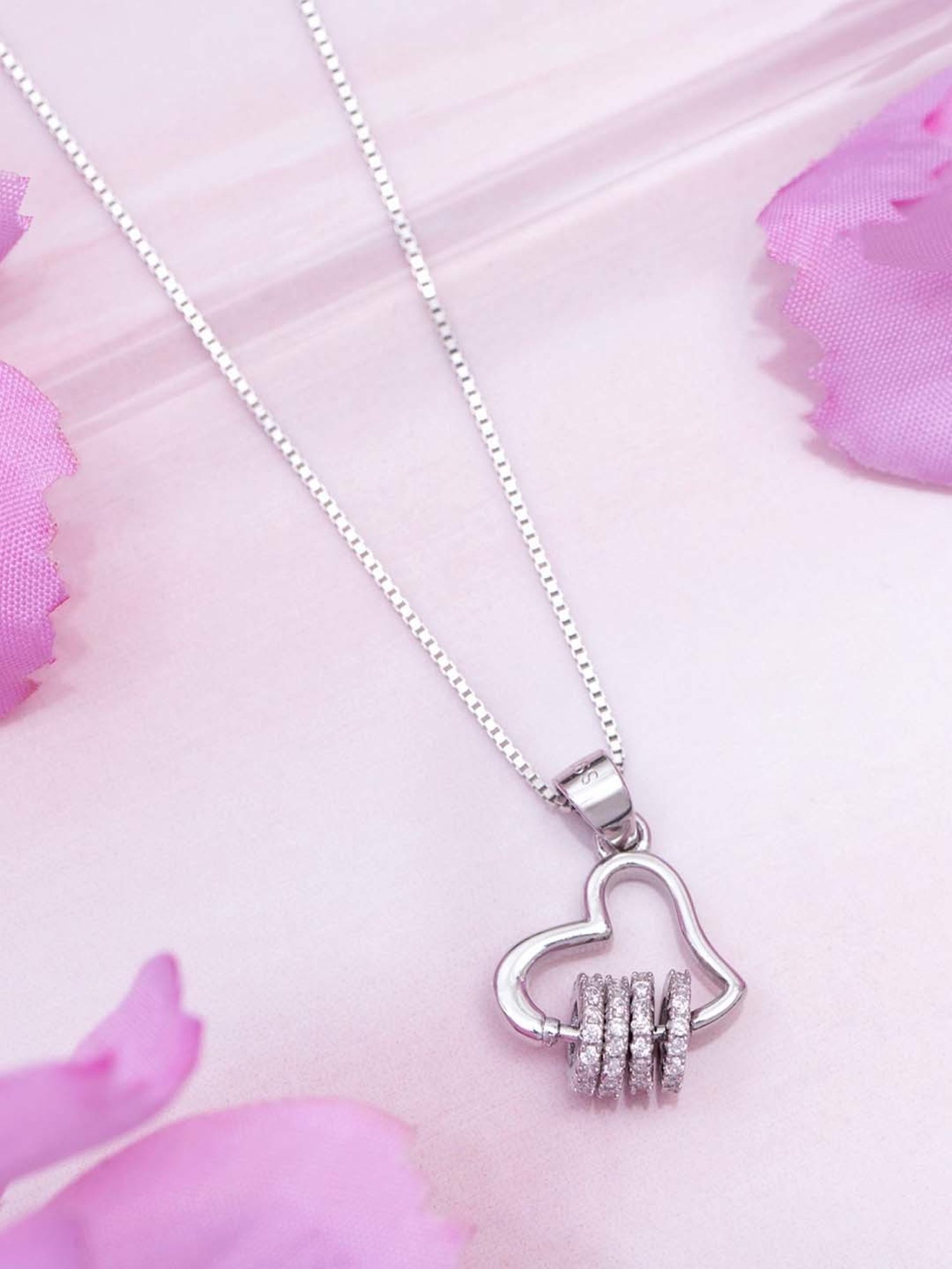 Zavya 925 Silver Eternal Heart Rhodium Plated Pendant for Women