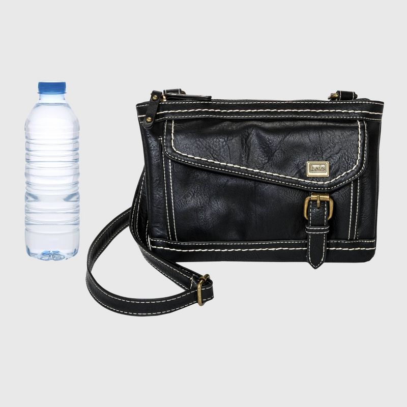 Bolo Zip Closure Crossbody Bag - Black