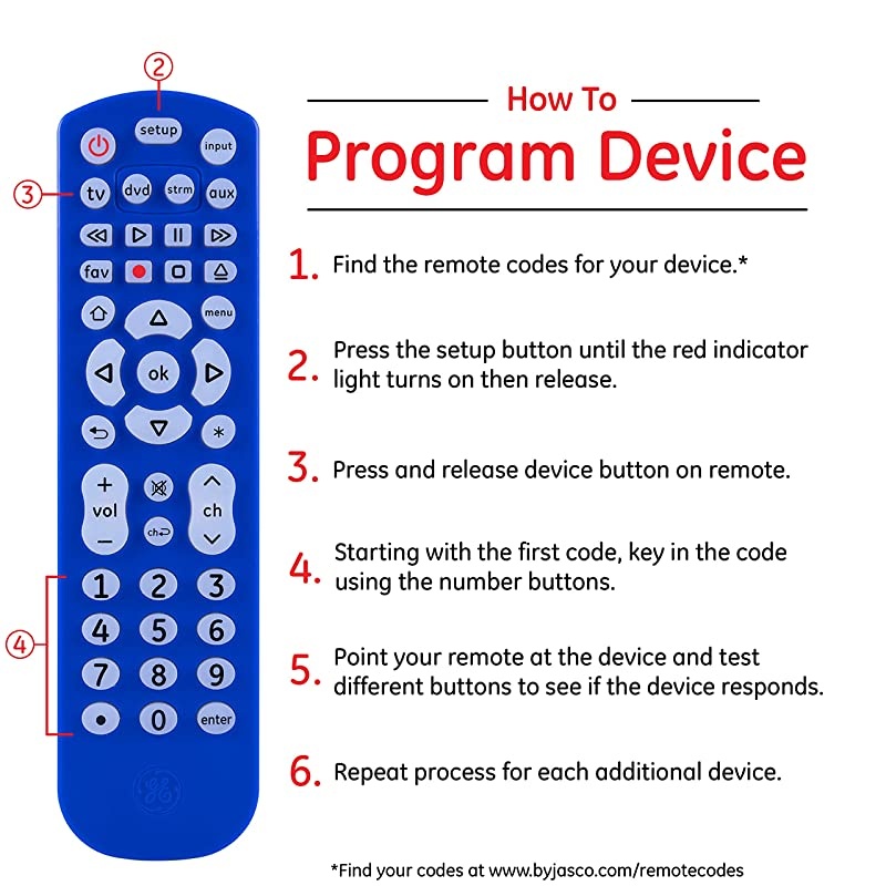 Backlit Universal Remote Control for Samsung, Vizio, LG, Sony, Sharp, Roku, Apple TV, TCL, Panasonic, Smart TV, Streaming Players, Blu-Ray, DVD, 4-Device, Blue, 45764