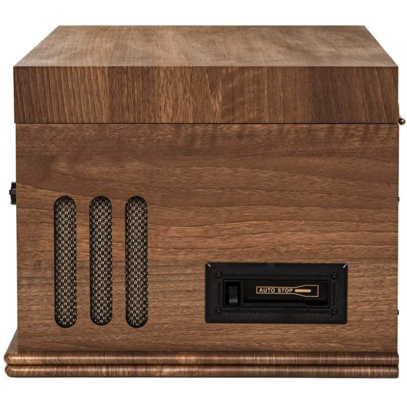 CR704BWA Musician 3Speed Turntable with Radio CDCassette Player Auxin and Bluetooth Walnut