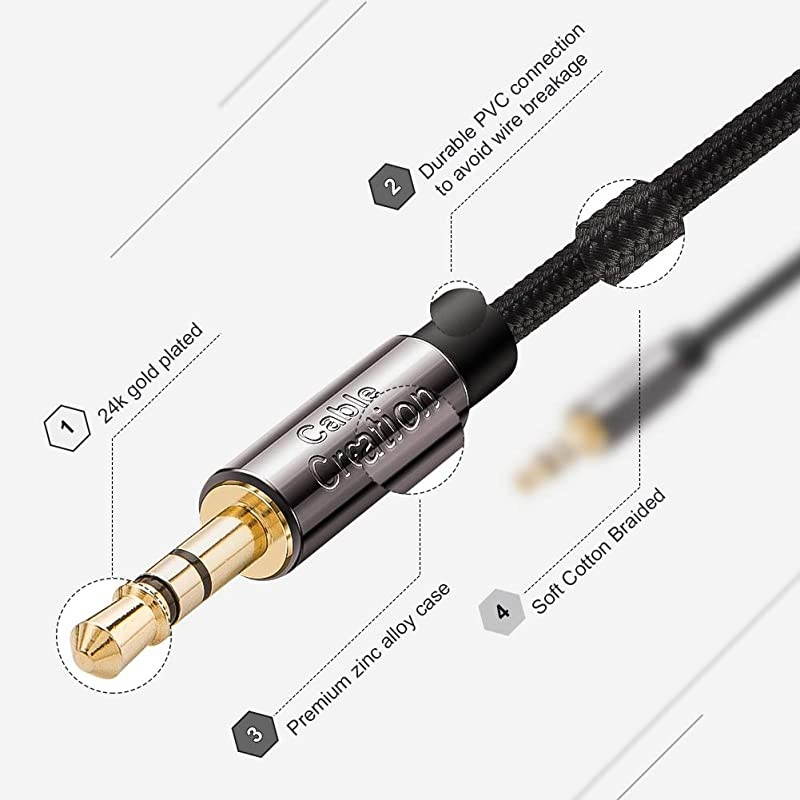 35mm Aux Cable  35mm Male to Male Auxiliary Cord Stereo Audio Cables Compatible with iPhones Tablets Headphone HomeCar Stereos amp More 2Pack 6 Feet