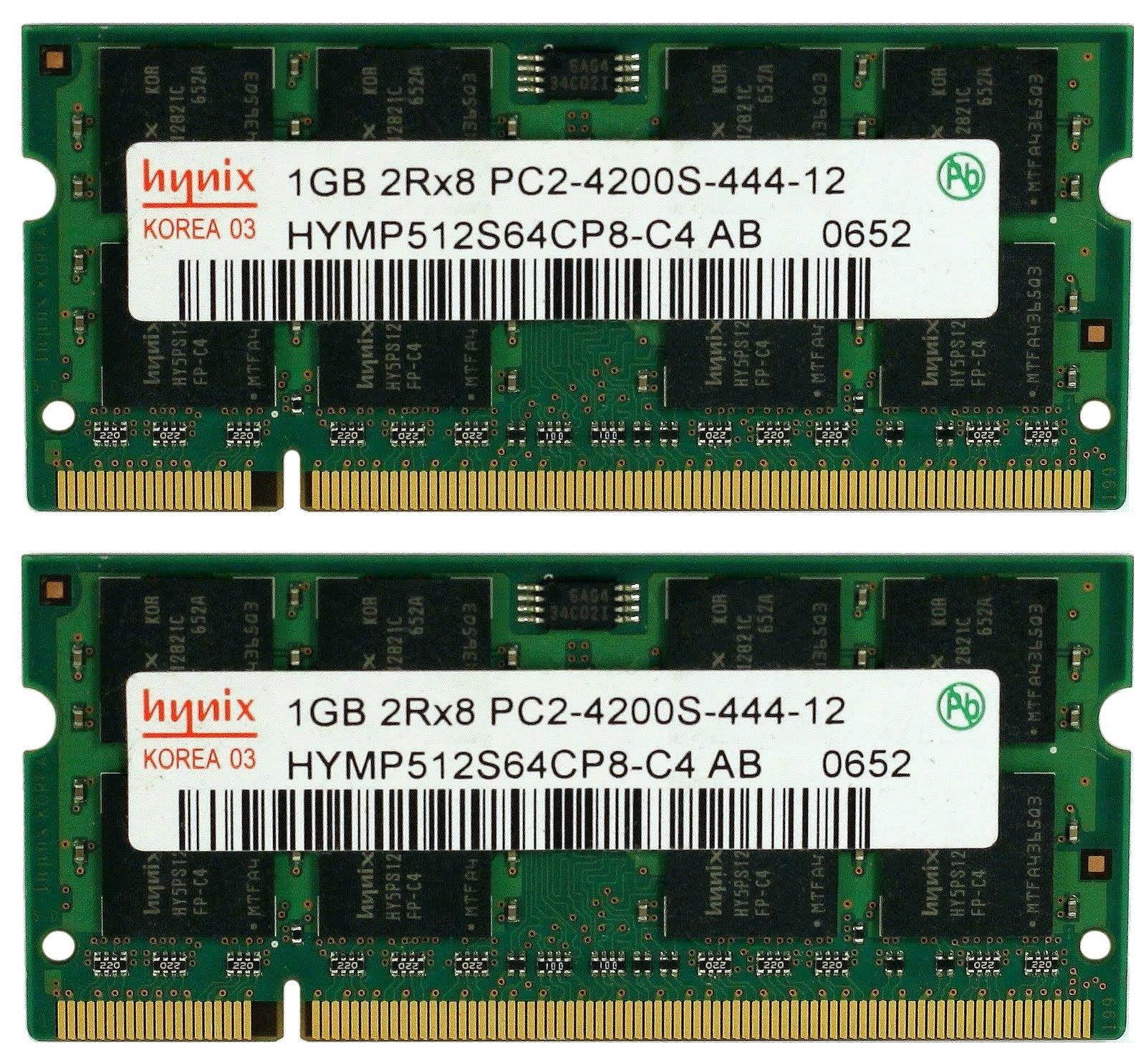 Hynix 2GB (2x 1GB) DDR2 PC2-4200 PC2-4300 533MHZ SODIMM (200 Pin) laptop memory